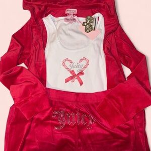 Juicy Couture Red Velour 3 piece set